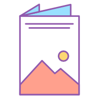 Icono de flayer con diseño con montañas - printing and marketing