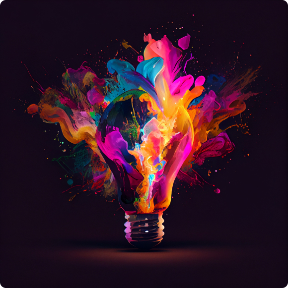 Light bulb, art, multicolor - graphic design printing near me